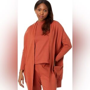 PACT Airplane Open Cardigan Baked Clay Pockets Organic Cotton Cozy